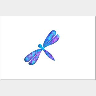 blue and pink mosaic dragonfly Posters and Art